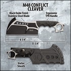 The full-tang blade has thumb notches and extends into a karambit-style open-ring pommel with fighting spurs