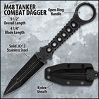 The Tanker Dagger's blade is double-edged with a penetrating point.