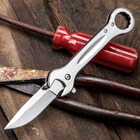 MirrorTorque Wrench Shaped Pocket Knife / Folder - Assisted Opening / Spring Assist - Stainless Steel, Mirror Polished Chrome - Everyday Carry EDC; Collectible; Great Gift for Mechanic, Handyman, More