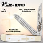 Pearl Salvation Trapper knife with Christian etchings