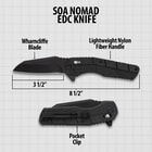 SOA Nomad EDC Folding Knife Black Wharncliffe Blade
