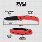 S.O.A. Apex Red EDC Pocket Knife