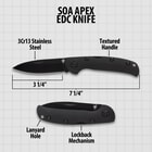 S.O.A. Apex Black Folding Pocket Knife