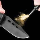 The 3 1/2” black stainless steel blade can be accessed quickly with assisted opening