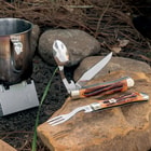 Kissing Crane Camp Dining Tool Amber Jigged Bone