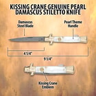 Kissing Crane Genuine Pearl Damascus Stiletto Knife