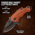 Timber Wolf Money Clip Pocket Knife - Stainless Steel Blade, Non-Reflective Finish, Pakkawood Handle Scales, Assisted Opening