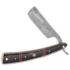 Timber Wolf Calcutta Folding Razor Knife And Sheath - Damascus Steel Blade, Bone Handle Scales, Brass Liners And Pins - Length 9 3/4”