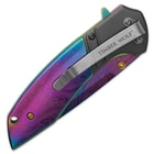 Timber Wolf Aurora Assisted Opening Pocket Knife - DamascTec Steel with Titanium Rainbow Finish