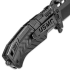 USMC Battlehard Tactical Folder / Assisted Opening Pocket Knife - 420 Stainless Steel, Anodized Aluminum, Black/Green - Officially Licensed US Marines - Pocket Clip, Skull Crusher, One Handed Open