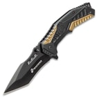 USMC Amphibious Assault Assisted Opening Knife - Officially Licensed, Stainless Steel Blade, Non-Reflective Finish, Lanyard Hole