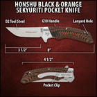 A detailed look at the handle of the pocket knife