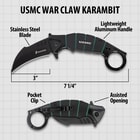 USMC War Claw Karambit with stainless steel blade and aluminum handle