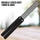 Showing Max Edge Sharpener's double-sided grit