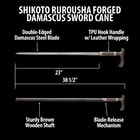 Shikoto sword cane with leather wrapped handle with hidden blade release mechanism
