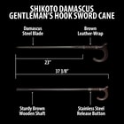Details and features of the Gentleman's Hook Sword Cane.