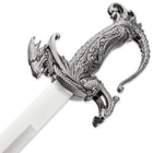 Dreadfire Dragon Decorative Sword And Metal Accented Sheath - Stainless Steel Blade, Satin Finish, Intricate Dragon Shaped Handle - 35 1/4” Length