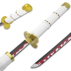 The blade has flame artwork on it