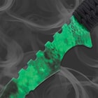 The fantasy sword is a solid, one-piece stainless steel construction with a green and black fade wrap-around graphic