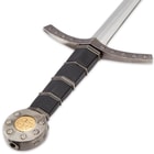A detailed view of the pommel and handle