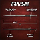 The sword handle has a genuine black leather grip with embossed cord grooves