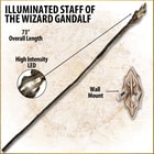 The Hobbit Illuminated Staff of The Wizard Gandalf With Wall Mount - High Intensity LED Light - 73" Length