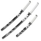 Ghost Katana 3-Piece Carbon Steel Sword Set with Display Stand