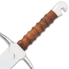 Medieval Ranger Sword With Scabbard - Stainless Steel Blade, Wooden Handle, Metal Alloy Guard And Pommel - Length 31 1/4”
