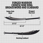 Diagram of Chinese broadsword with measurements and scabbard
