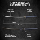 Shinwa Colossus Handmade Odachi / Giant Samurai Sword - Hand Forged Damascus Steel; Genuine Ray Skin; Dragon Tsuba - Functional, Full Tang, Battle Ready - 60”