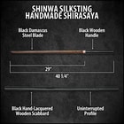 Shinwa SilkSting Handmade Shirasaya / Samurai Sword - Exclusive, Hand Forged Black Damascus Steel; Hand Lacquered Hardwood - Sleek Style, Ninja Stealth - Functional, Battle Ready - Full Tang Tanto 