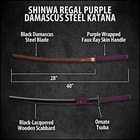 Shinwa Regal Purple Damascus Steel Katana Sword