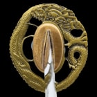 A close-up of the tsuba
