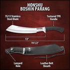 Honshu Boshin Parang With Leather Belt Sheath - 7Cr13 Stainless Steel Blade, Thru-Holes, Molded TPR Handle, Lanyard Hole - Length 19 1/2”