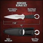 The handles are wrapped in black, waxed cotton cord for a comfortable, no-slip grip and each features an open-ring pommel