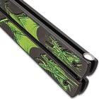 Poison Dragon Butterfly Knife - Stainless Steel Blade, Black Non-Reflective Finish, Raised Artwork, Latch Lock - Length 9 1/4”