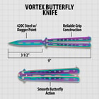 Rainbow Titanium Vortex Butterfly Knife specifications