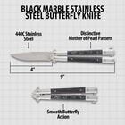 Black Marble Stainless Steel Butterfly Pocket Knife specifications