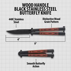 Wood Handle Black Stainless Steel Butterfly specifications
