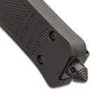 Close-up of a knife handle with screws