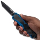 Blue Sentinel Tanto OTF in hand