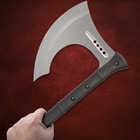 The 27” overall battle axe comes with a premium leather cover with heavy-duty belt loop and double-snap closure