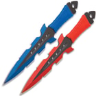 Fire And Ice Battle Set - Stainless Steel Blades, TPE Karambit Handle, Cord-Wrapped Sword Handles, Nylon Sheaths