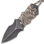Black Legion Spearhead Neck Knife With Sheath - Solid Stainless Steel Construction, Stonewashed Finish, Paracord Wrapped Handle - Length 4 3/4”
