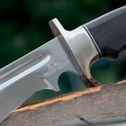 Gil Hibben Legionnaire Bowie Knife - 7Cr17 Stainless Steel Blade, Black Pakkawood Handle, Stainless Steel Guard And Pommel, Leather Belt Sheath 