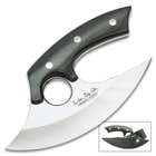 Hibben Legacy Ulu Knife And Leather Sheath - 5Cr15 Stainless Steel Blade, Pakkawood Handle Scales, Stainless Steel Pins - Length 7 5/8