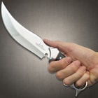 Gil Hibben Recurve Karambit Knife With Sheath - 5Cr15MoV Steel, Black Linen Micarta Handle Scales, Open Pommel - Length 11 1/2”