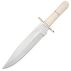 Timber Rattler Ivory Dusk Bone Handle Bowie Knife with Leather Sheath