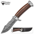 Timber Rattler Hidden Corral Skinner / Fixed Blade Knife with Nylon Sheath - DamascTec Steel Blade