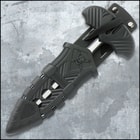 M48 Fang I Tactical Push Dagger And Sheath - Cast Stainless Steel Blade, Black Oxide Coating, TPR Handle - Length 7 3/8”